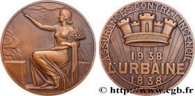 INSURANCES
Type : Médaille, L’Urbaine 
Date : 1938 
Metal : bronze 
Diameter : 67,  mm
Engraver : BAZOR Lucien (1889-1974) 
Weight : 157,45  g.
Edge :...