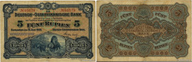 Country : GERMAN EAST AFRICA 
Face Value : 5 Rupien 
Date : 15 juin 1905 
Period/Province/Bank : Deutsch Ostafrikanische Bank 
Catalogue reference : P...