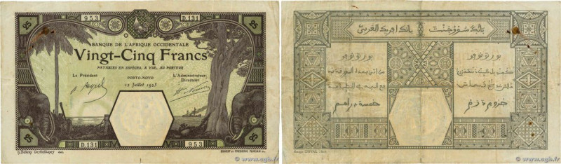 Country : FRENCH WEST AFRICA (1895-1958) 
Face Value : 25 Francs Porto-Novo 
Dat...