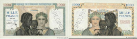 Country : FRENCH WEST AFRICA (1895-1958) 
Face Value : 1000 Francs Spécimen 
Date : (1937) 
Period/Province/Bank : Banque de l'Afrique Occidentale 
Ca...