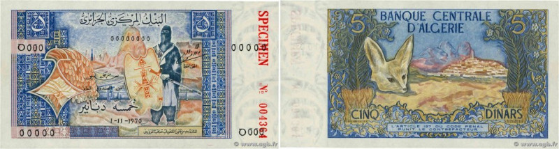 Country : ALGERIA 
Face Value : 5 Dinars Spécimen 
Date : 01 novembre 1970 
Peri...