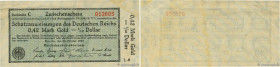 Country : GERMANY 
Face Value : 0,42 Goldmark = 1/10 Dollar 
Date : 26 octobre 1923 
Period/Province/Bank : Zwischenscheine 
Catalogue reference : P.1...