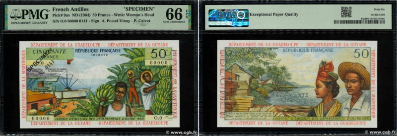 Country : FRENCH ANTILLES 
Face Value : 50 Francs Spécimen 
Date : (1964) 
Perio...