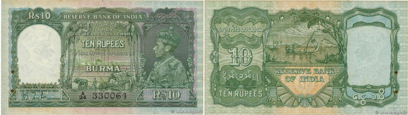 Country : BURMA (SEE MYANMAR) 
Face Value : 10 Rupees 
Date : (1938) 
Period/Pro...