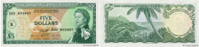 Country : CARIBBEAN  
Face Value : 5 Dollars 
Date : (1965) 
Period/Province/Bank : East Caribbean Currency Authority 
Department : St.Kitts 
Catalogu...