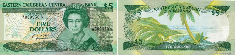 Country : CARIBBEAN  
Face Value : 5 Dollars Petit numéro 
Date : (1986-1988) 
P...