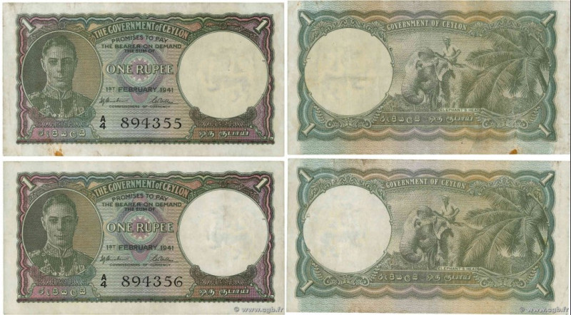 Country : CEYLON 
Face Value : 1 Rupee Lot 
Date : 01 février 1941 
Period/Provi...