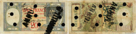 Country : DJIBOUTI 
Face Value : 20 Francs Spécimen 
Date : (1943) 
Period/Province/Bank : Banque de l'Indochine 
Catalogue reference : P.12As 
Additi...