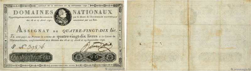 Country : FRANCE 
Face Value : 90 Livres 
Date : 29 septembre 1790 
Period/Provi...