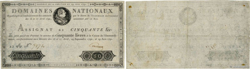 Country : FRANCE 
Face Value : 50 Livres 
Date : 19 juin 1791 
Period/Province/B...