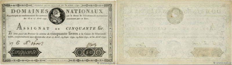 Country : FRANCE 
Face Value : 50 Livres 
Date : 30 avril 1792 
Period/Province/...