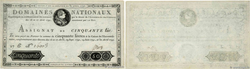 Country : FRANCE 
Face Value : 50 Livres 
Date : 30 avril 1792 
Period/Province/...