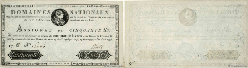 Country : FRANCE 
Face Value : 50 Livres 
Date : 30 avril 1792 
Period/Province/...