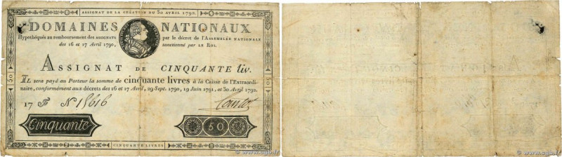 Country : FRANCE 
Face Value : 50 Livres 
Date : 30 avril 1792 
Period/Province/...