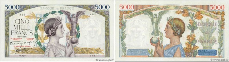 Country : FRANCE 
Face Value : 5000 Francs VICTOIRE Impression à plat Numéro spé...