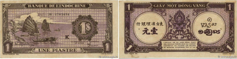 Country : FRENCH INDOCHINA 
Face Value : 1 Piastre violet 
Date : (1943) 
Period...