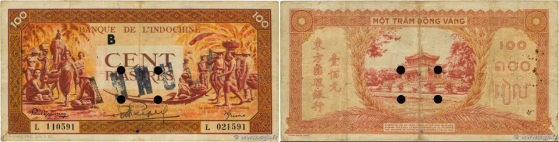 Country : FRENCH INDOCHINA 
Face Value : 100 Piastres orange Annulé 
Date : (194...