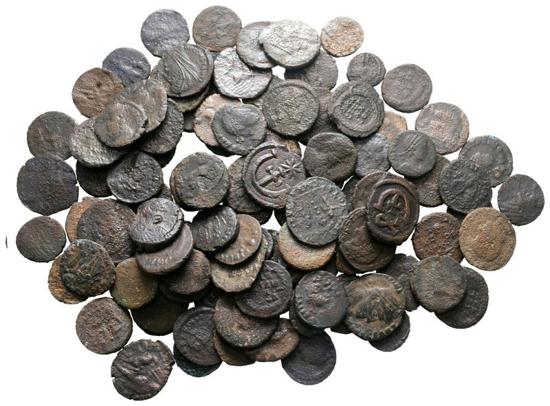 Lot of ca. 105 late roman bronze coins / SOLD AS SEEN, NO RETURN! 

Good Fine