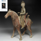 Chinese statuette of a horse with rider