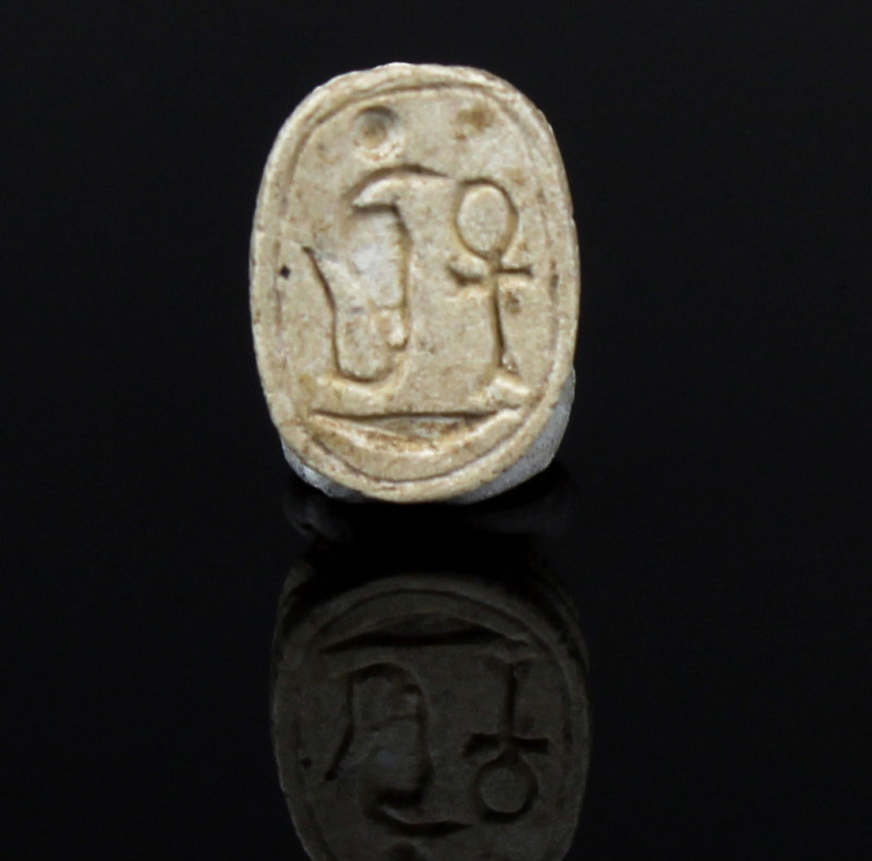 ITEM: Scarab with Uraeus, Ankh and neb basket (Amun trigram)
 MATERIAL: Steatit...