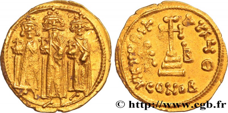 HERACLIUS, HERACLIUS CONSTANTINE and HERACLONAS
Type : Solidus 
Date : 638-639...