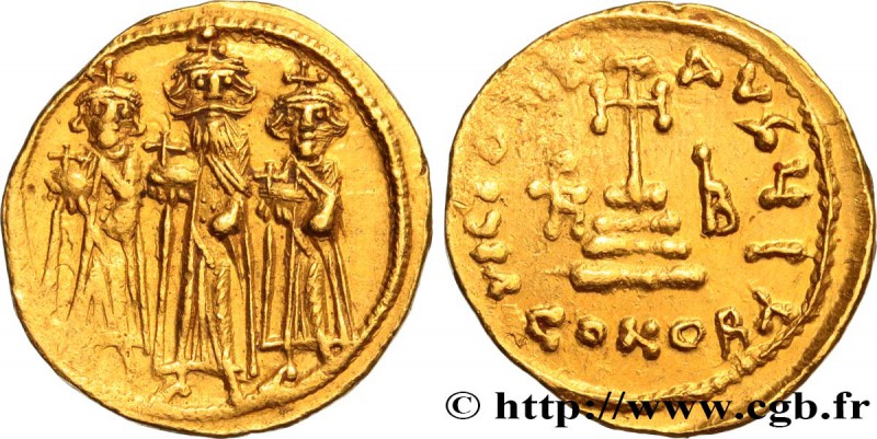 HERACLIUS, HERACLIUS CONSTANTINE and HERACLONAS
Type : Solidus 
Date : 638-639...