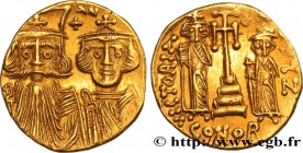 CONSTANS II, CONSTANTINE IV, HERACLIUS and TIBERIUS
Type : Solidus 
Date : 661-663 
Mint name / Town : Constantinople 
Metal : gold 
Diameter : 1...