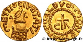 PAGUS MOSELLENSIS - METTIS - METZ (Moselle)
Type : Triens, ANSOALDVS monétaire 
Date : 620-640 
Mint name / Town : Metz (57) 
Metal : gold 
Diame...