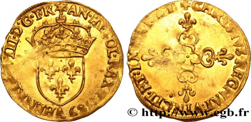 HENRY III
Type : Écu d'or au soleil, 3e type 
Date : 1589 
Mint name / Town :...