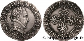 HENRY III
Type : Demi-franc au col plat 
Date : 1587 
Mint name / Town : Poitiers 
Quantity minted : 180884 
Metal : silver 
Millesimal fineness...