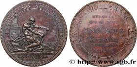 REVOLUTION COINAGE / CONFIANCE (MONNAIES DE…)
Type : Monneron de 5 sols à l'Hercule, frappe médaille 
Date : 1792 
Mint name / Town : Birmingham, S...