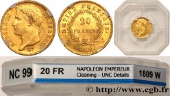 PREMIER EMPIRE / FIRST FRENCH EMPIRE
Type : 20 francs or Napoléon Ier tête laurée, Empire français 
Date : 1809 
Mint name / Town : Lille 
Quantit...