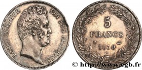 LOUIS-PHILIPPE I
Type : 5 francs type Tiolier sans le I, tranche en creux 
Date : 1830 
Mint name / Town : Lyon 
Quantity minted : 367911 
Metal ...