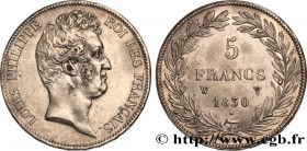 LOUIS-PHILIPPE I
Type : 5 francs type Tiolier sans le I, tranche en creux 
Date : 1830 
Mint name / Town : Lille 
Quantity minted : 1019450 
Meta...