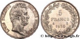 LOUIS-PHILIPPE I
Type : 5 francs type Tiolier sans le I, tranche en relief 
Date : 1830 
Mint name / Town : Paris 
Metal : silver 
Millesimal fin...