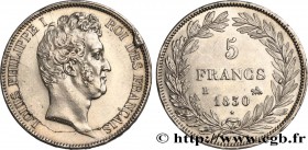 LOUIS-PHILIPPE I
Type : 5 francs type Tiolier avec le I, tranche en creux 
Date : 1830 
Mint name / Town : Rouen 
Quantity minted : inclus 
Metal...