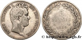 LOUIS-PHILIPPE I
Type : 5 francs type Tiolier avec le I, tranche en creux 
Date : 1830 
Mint name / Town : Bayonne 
Quantity minted : 8919 
Metal...