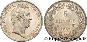 LOUIS-PHILIPPE I
Type : 5 francs type Tiolier avec le I, tranche en creux 
Date : 1831 
Mint name / Town : La Rochelle 
Quantity minted : 842.417 ...