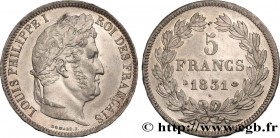 LOUIS-PHILIPPE I
Type : 5 francs Ier type Domard, tranche en relief 
Date : 1831 
Mint name / Town : Lyon 
Quantity minted : 3458035 
Metal : sil...
