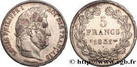 LOUIS-PHILIPPE I
Type : 5 francs, Ier type Domard, tranche en relief 
Date : 1831 
Mint name / Town : Nantes 
Quantity minted : 1259321 
Metal : ...