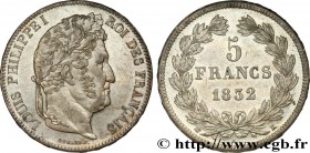 LOUIS-PHILIPPE I
Type : 5 francs, IIe type Domard 
Date : 1832 
Mint name / Town : Bordeaux 
Quantity minted : 602126 
Metal : silver 
Millesima...