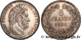 LOUIS-PHILIPPE I
Type : 5 francs, IIe type Domard 
Date : 1834 
Mint name / Town : Nantes 
Quantity minted : 2118377 
Metal : silver 
Millesimal...