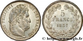LOUIS-PHILIPPE I
Type : 5 francs IIe type Domard 
Date : 1837 
Mint name / Town : Paris 
Quantity minted : 6882552 
Metal : silver 
Millesimal f...