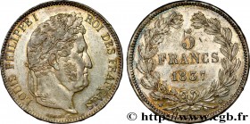 LOUIS-PHILIPPE I
Type : 5 francs, IIe type Domard 
Date : 1837 
Mint name / Town : Bordeaux 
Quantity minted : 812232 
Metal : silver 
Millesima...