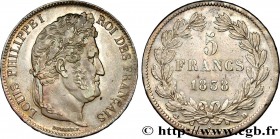 LOUIS-PHILIPPE I
Type : 5 francs IIe type Domard 
Date : 1838 
Mint name / Town : Lyon 
Quantity minted : 149091 
Metal : silver 
Millesimal fin...