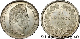LOUIS-PHILIPPE I
Type : 5 francs IIe type Domard 
Date : 1838 
Mint name / Town : Marseille 
Quantity minted : 2062160 
Metal : silver 
Millesim...