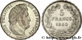 LOUIS-PHILIPPE I
Type : 5 francs IIe type Domard 
Date : 1840 
Mint name / Town : Rouen 
Quantity minted : 3335883 
Metal : silver 
Millesimal f...
