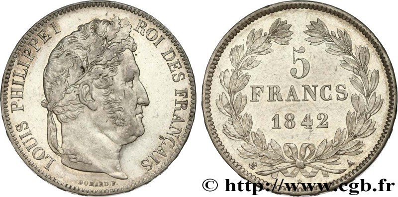 LOUIS-PHILIPPE I
Type : 5 francs IIe type Domard 
Date : 1842 
Mint name / To...