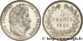 LOUIS-PHILIPPE I
Type : 5 francs IIe type Domard 
Date : 1842 
Mint name / Town : Paris 
Quantity minted : 739143 
Metal : silver 
Millesimal fi...