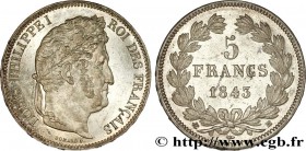 LOUIS-PHILIPPE I
Type : 5 francs IIe type Domard 
Date : 1843 
Mint name / Town : Strasbourg 
Quantity minted : 1.402.203 
Metal : silver 
Mille...